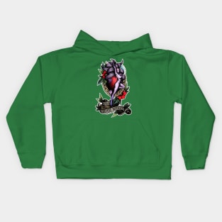 Trance Terra from Final Fantasy 6 (FFVI) in American Traditional Tattoo Portrait Style Kids Hoodie